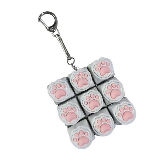 

Cat Paw Keyboard Fidget Toy 9-in-1 LED Light-up Keyboard Keychain Decompression Button Finger Clicker Toy Work Travel Stress Relief Desk Toy With Light