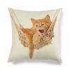 Cartoon Cat Pattern Series Super Soft Cotton and Linen Material Pillow Cover for Home Sofa Decoration Pillow Cover
