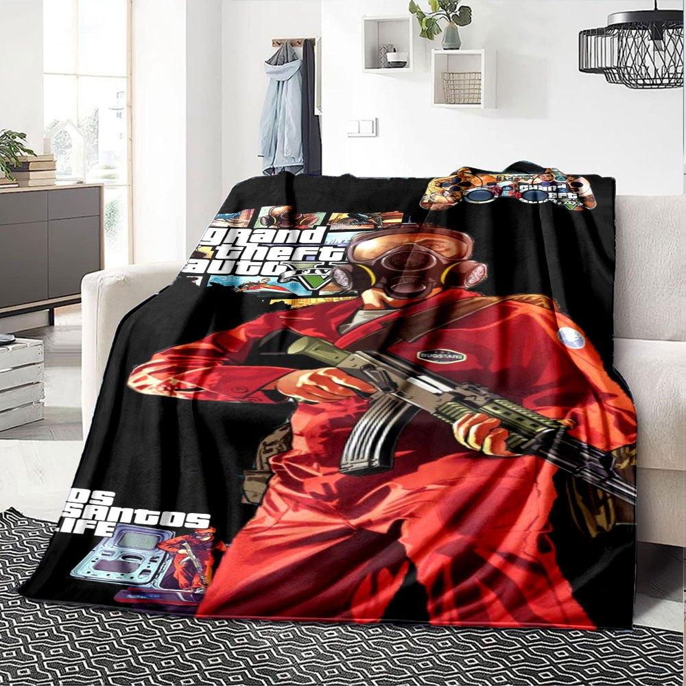 1pc Grand Theft Auto Soft Flannel Blanket with Designer Print A cozy blanket for all seasons, perfect for the couch, bed, office