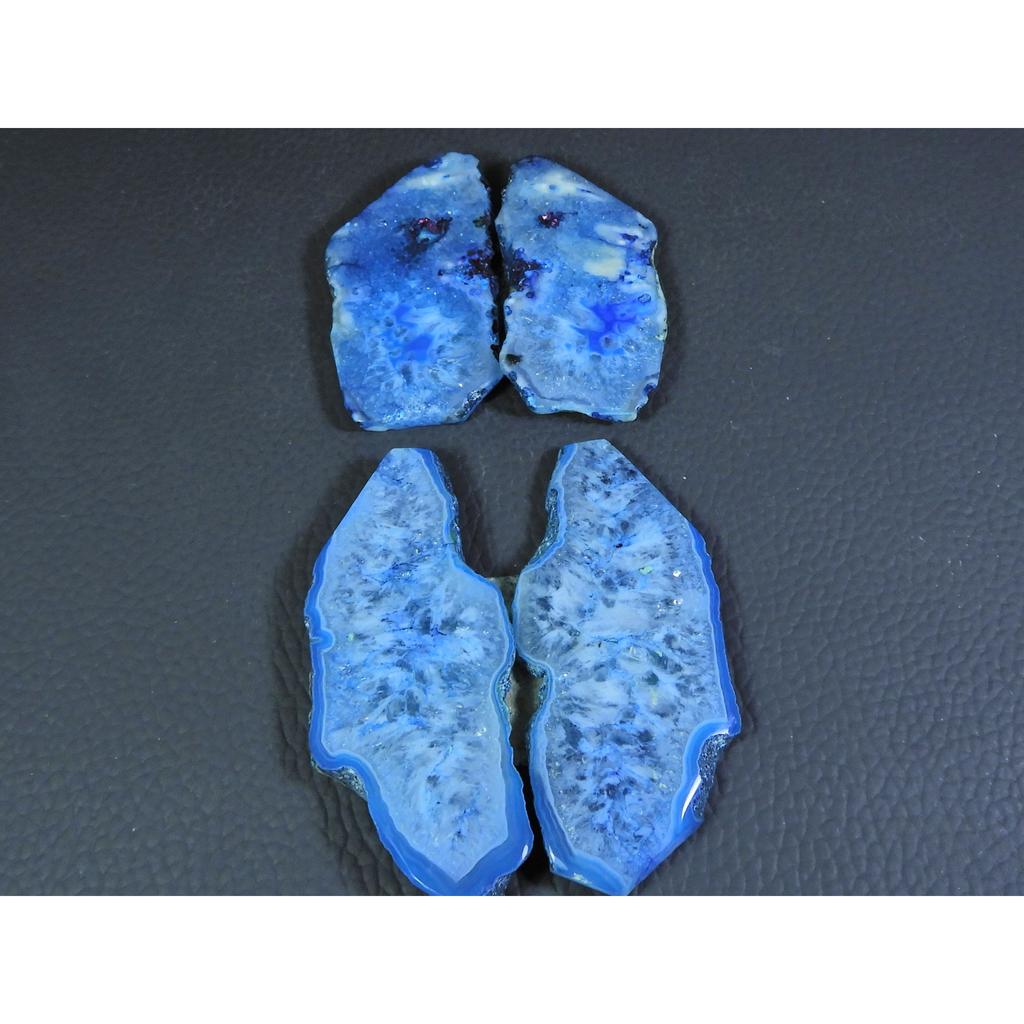 Dyed Slice Druzy Agate Matched Pair Cabochon Loose Gemstone 2Pair Lot 232Cts A-722
