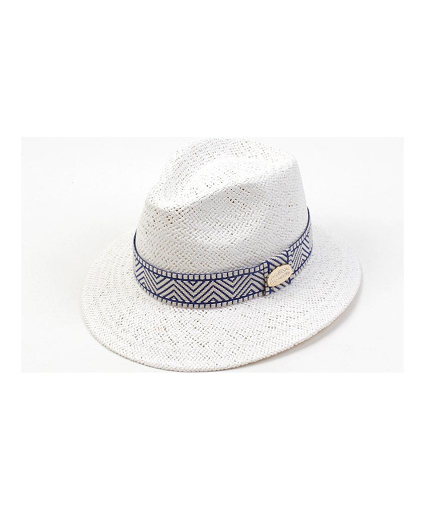 Yunibeosyeolkemiseuteuli Blue Mono Line Swing White Short Fedora Summer Fedora