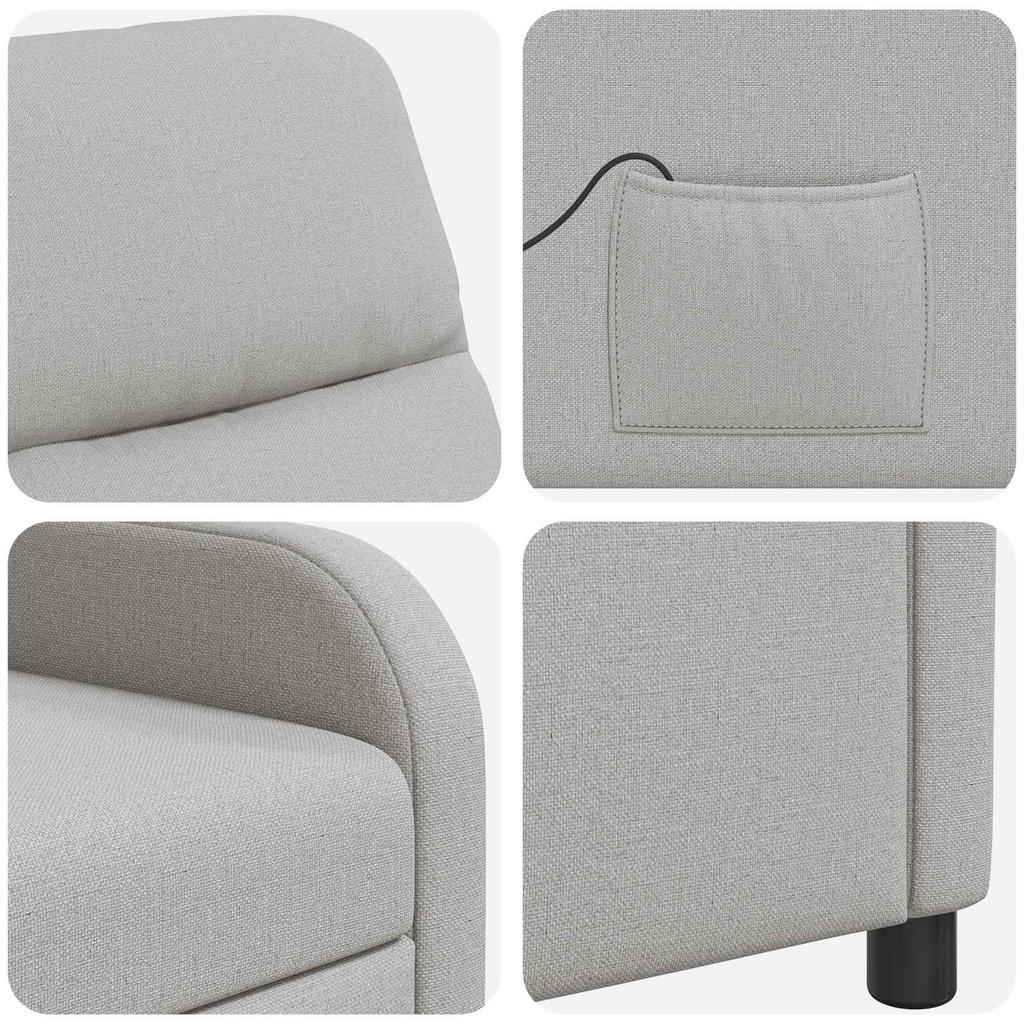 Massage Recliner Chair Cloud Gray Fabric