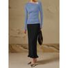 Women's Sexy Slant Neck Long Sleeve Solid Colour Inner Temperament Elegant Top