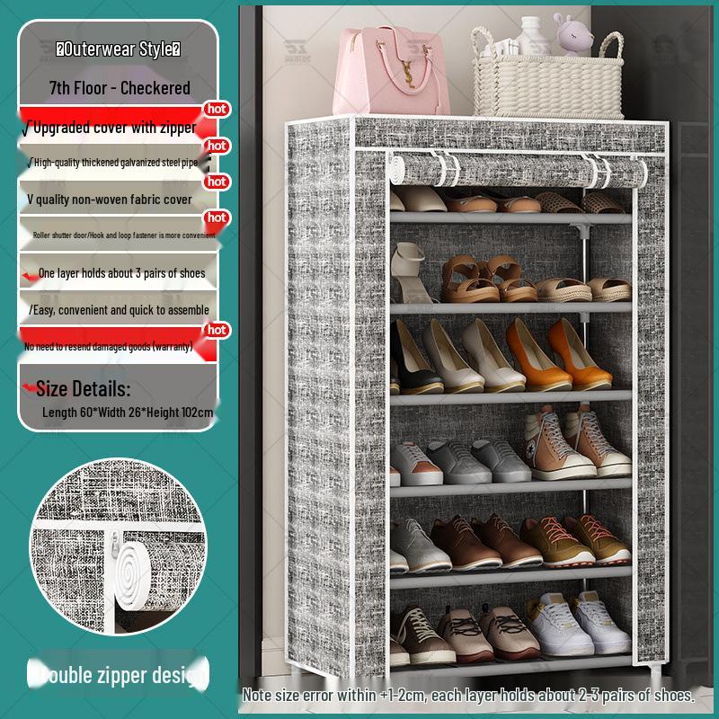 Multi-Layer Indoor Shoe Rack with Curtain