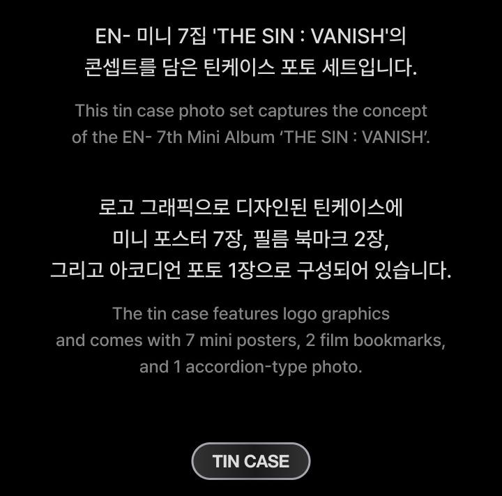 ENHYPEN [GRZECH]: VANISH] OFICJALNE MD (Metalowe Pudełko Zestaw Zdjęć)