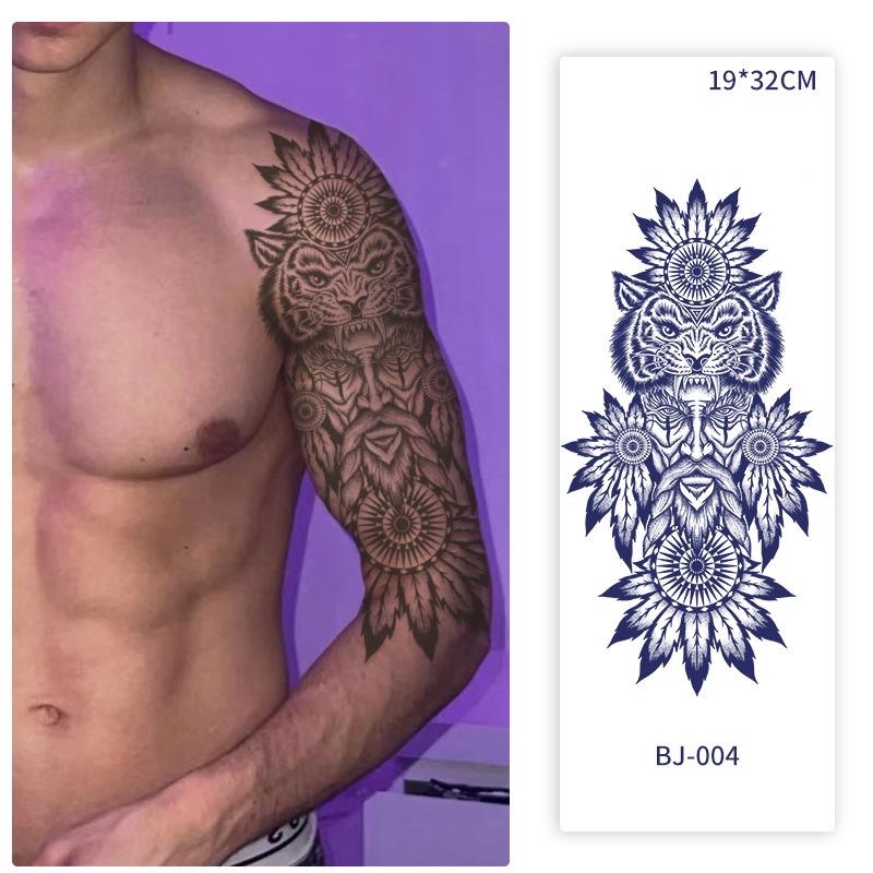 Men's Semi-Permanent Herbal Waterproof Tattoo Stickers - Long-Lasting, Non-Reflective Full Arm Cover