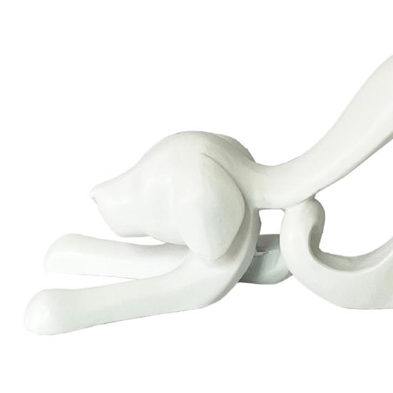 Abstract Ribbon Dog Statue White Ribbon Puppy Resin Figurine Sculpture Home Office Desktop Decoration Ornament