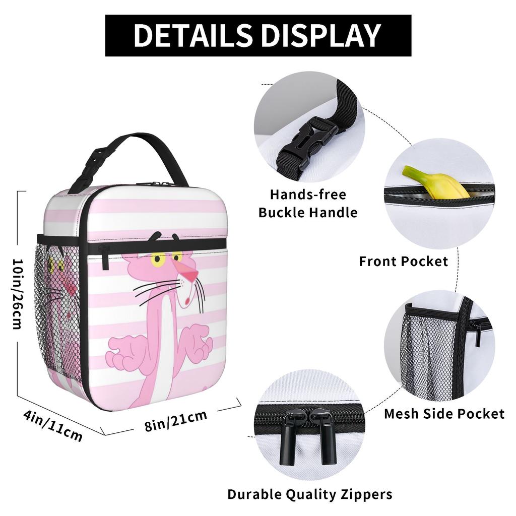 Pinks Panthers Pink Living Insulated Lunch Bags Leakproof  Reusable Thermal Bag Tote Lunch Box Office  Travel Food Handbags