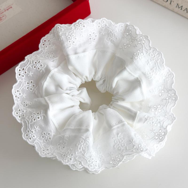 

18см Большие Французские Женские Резинки для Волос Красный Белый Четырехслойная Цветочная Вышивка Эластичные Резинки для Волос Аксессуары для Волос Корейской Девушки