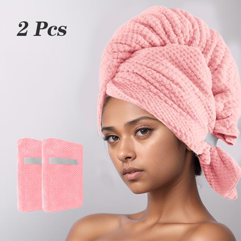 2 Pezzi Asciugamano per Capelli Grande in Pile di Corallo Morbido Asciugamano per Asciugare i Capelli con Elastico con Elastico Asciugatura Rapida Turbanti per Capelli