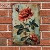 Vintage Red Rose Metal Sign Wall Art Decor 20x30cm
