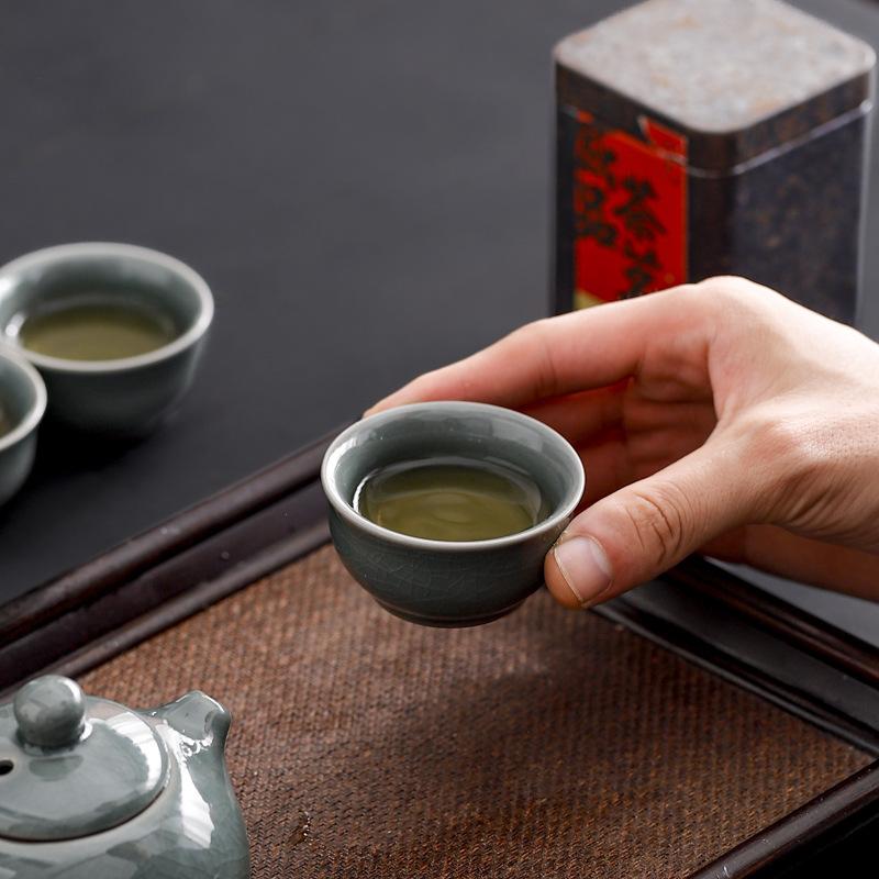 Ge Kiln One Pot Three Cups Travel Tea Set Dehua Ceramic Teapot Modern Simple Portable Storage Bag Business Gift