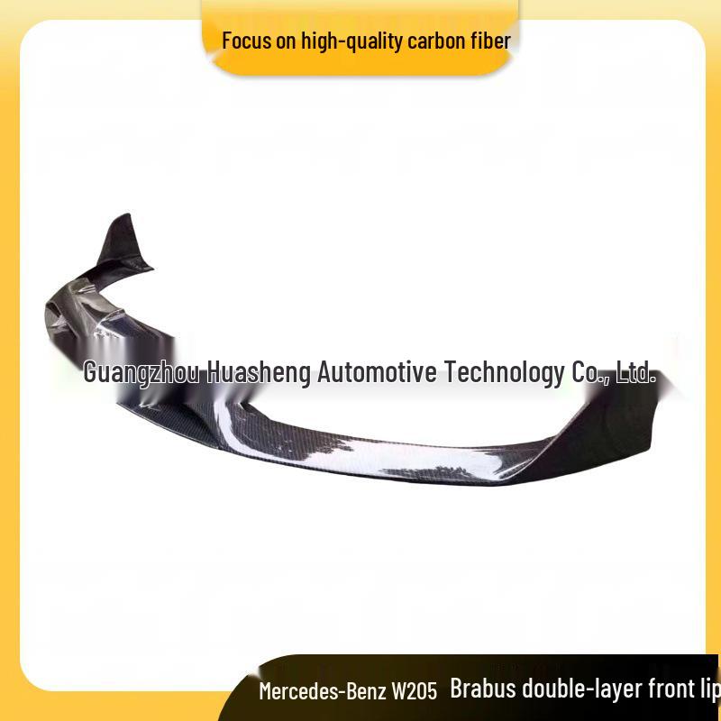 Carbon Fiber Sport Front Lip for 14-21 Mercedes-Benz C-Class W205 Pre-Facelift, Brabus Style Double Layer