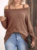 European & American Women's Off-Shoulder Long Sleeve T-Shirt - Spring/Summer Fashion, Solid Color Top