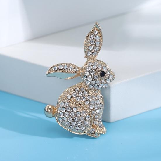 Kreative Hase Form Brosche Glänzende Strass Intarsien Tier Pin Kleid Mantel Schal Revers Abzeichen Outfit Zubehör Schmuck Geschenk
