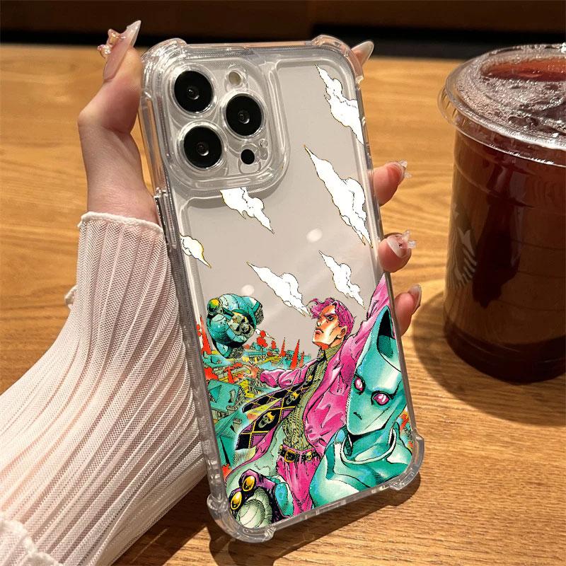 J-JoJo's Bizarre Adventure Four Corner Anti Fall Airbag Case for iPhone 17 Air 16 15 14 Plus 13 12 11 Pro Max XS Max X XS Cover