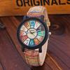 Classic Leather Watch With Wooden Grain Dial For Casual Women Men
