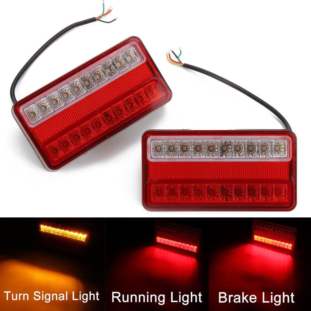 2X 12-80V 20LED Rear Tail Turn Signal Light Brake Running Lamp Yellow & Red For Trailer Truck