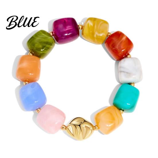 Shiny Luster Bracelet Boho Beaded Bracelets Colorful Acrylic Beads Adjustable