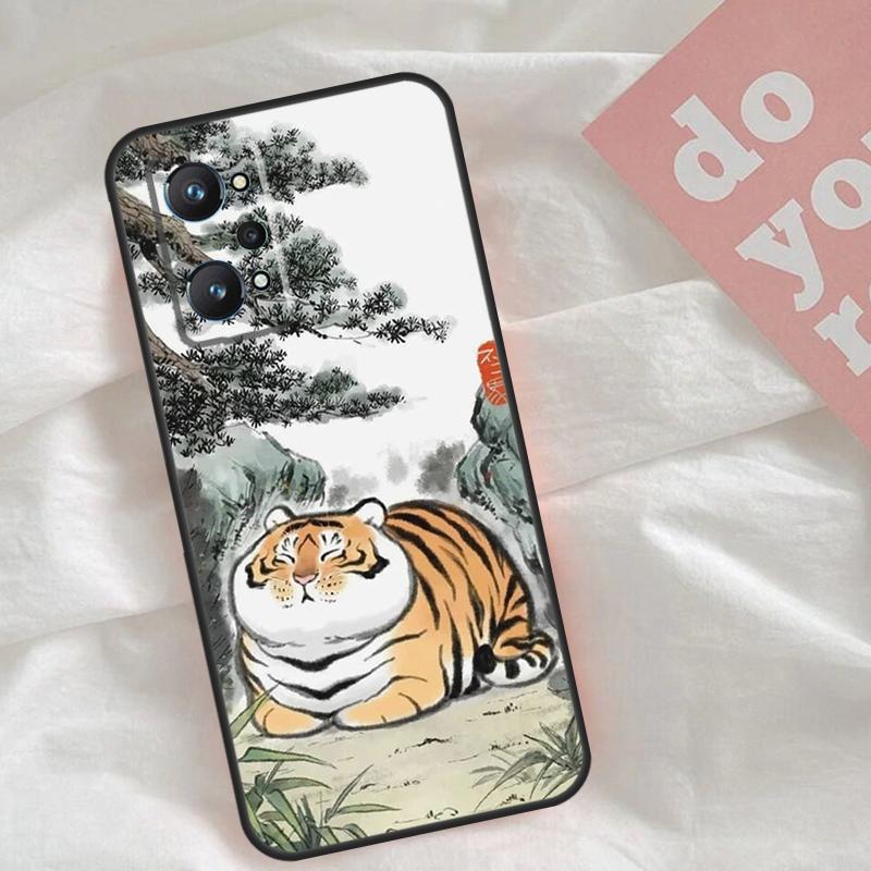 Cartoon Fat Tiger Case For Realme GT7 Pro GT6 C75 C65 C67 C61 C53 C55 C51 C35 C63 C71 15 11 12 13 14 Pro Plus