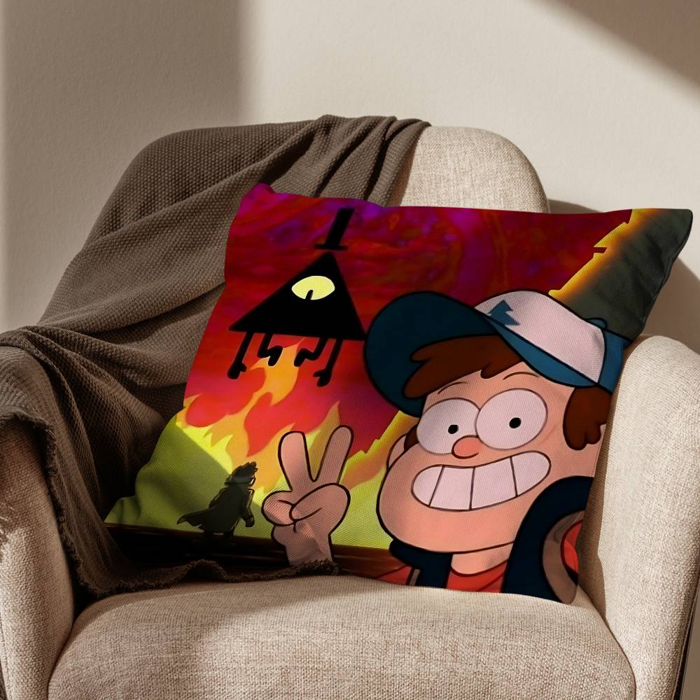 Dipper and Mabel Gravity Falls Pillow Case Anti-dustmite Pillowcase Invisible zipper silky short plush Sofa cushion cover