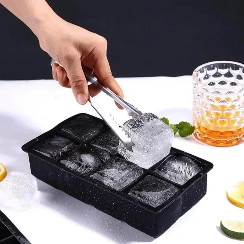 4/6/8Grids Silicone Food Ice Block Mold Reusable Easy-Release Square Shape Ice Molds DIY Household Kitchen Bar Accessories