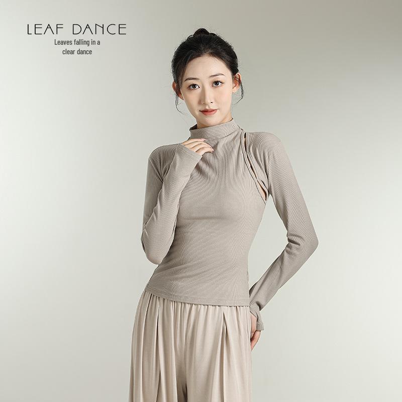 

Взрослый трикотажный топ для современных танцев с высоким воротом, облегающий, для практики Medium