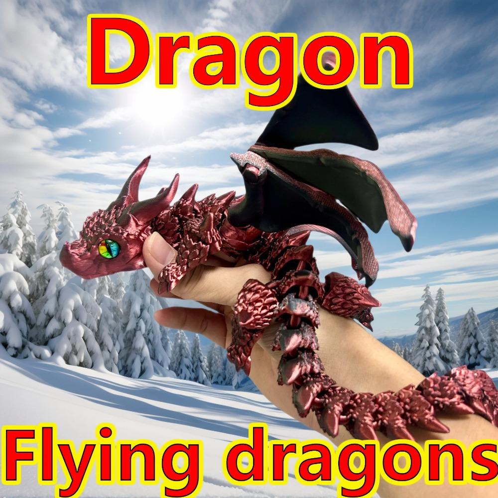 39.5Cm/15.55In 3D Printed Dragon Moveable Joints Animal Model Home Desktop Decoration Ornament Gift Collectible Statue