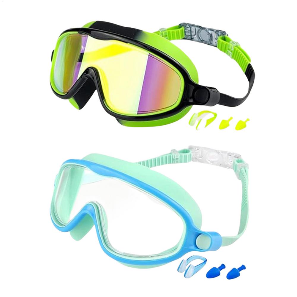 Kids Swimming Goggles for Boys & Girls (3-14 Years) - Big Frame HD View, Anti-Fog, No-Leak, Comfortable Silicone Swim Goggles