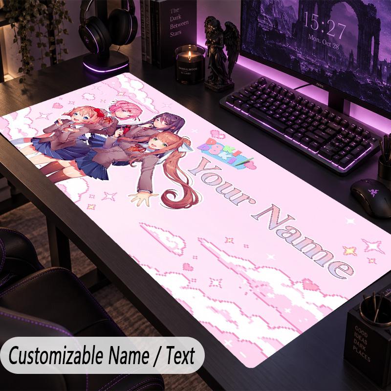 Custom Text Big Mousepad, Extended Desk Pad For Laptop Work GameDoki Doki Literature Club