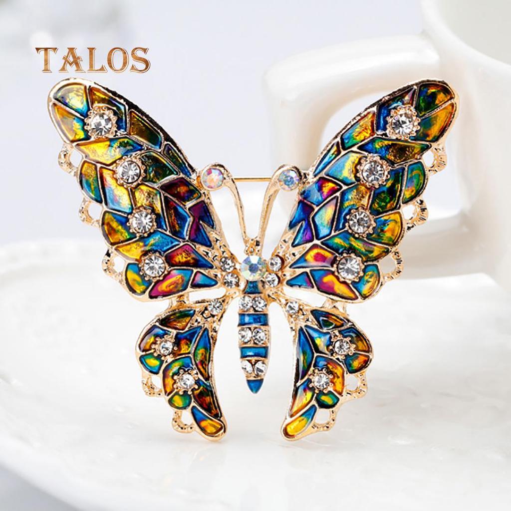 Butterfly Crystal Stone Colorful Metal Lapel Brooch Pin Fashion Jewelry Women Gift