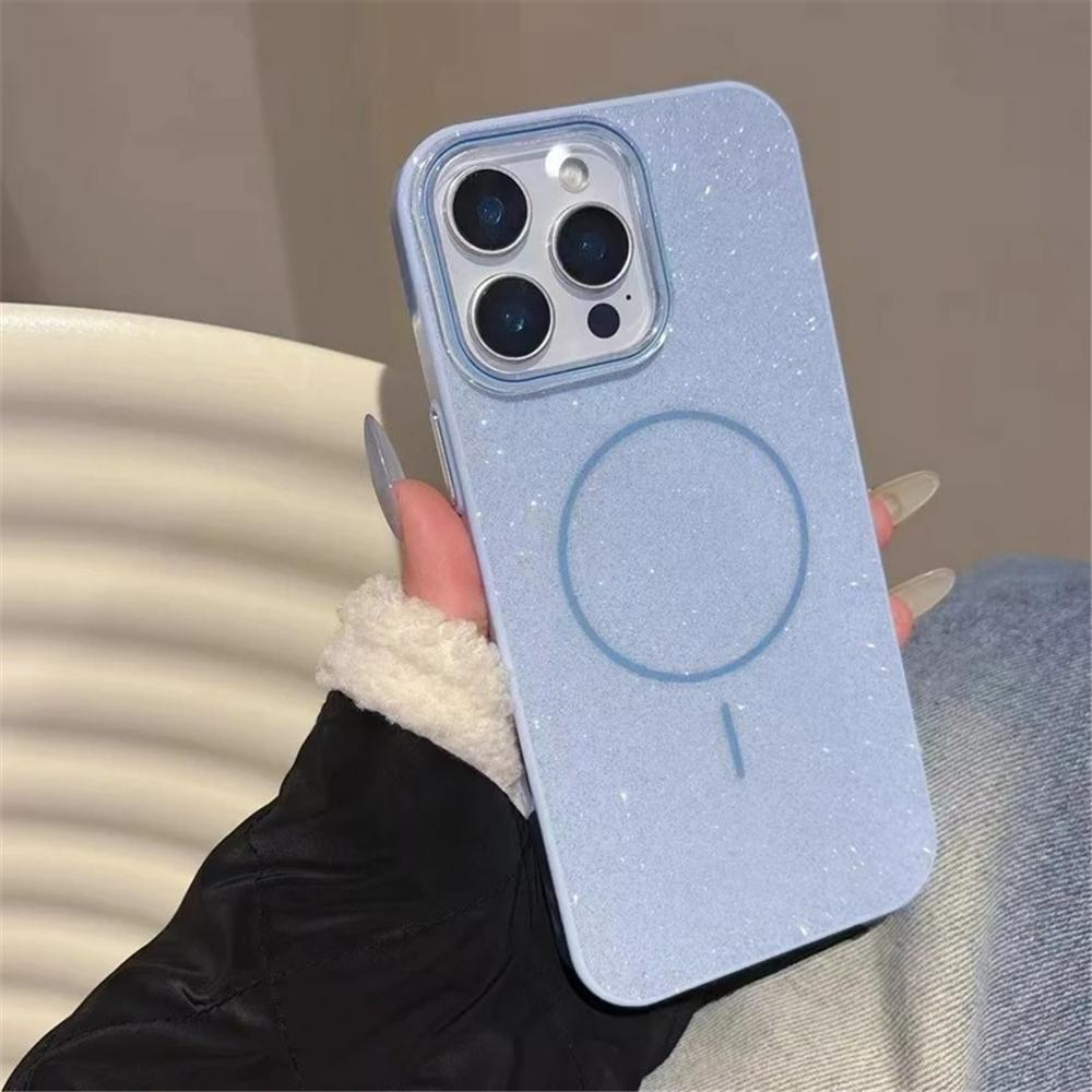 Glitter Wireless Charge Phone Case For For Iphone 11 12 13 14 15 16 Pro Max Plus Magnetic Bumper Back Cover