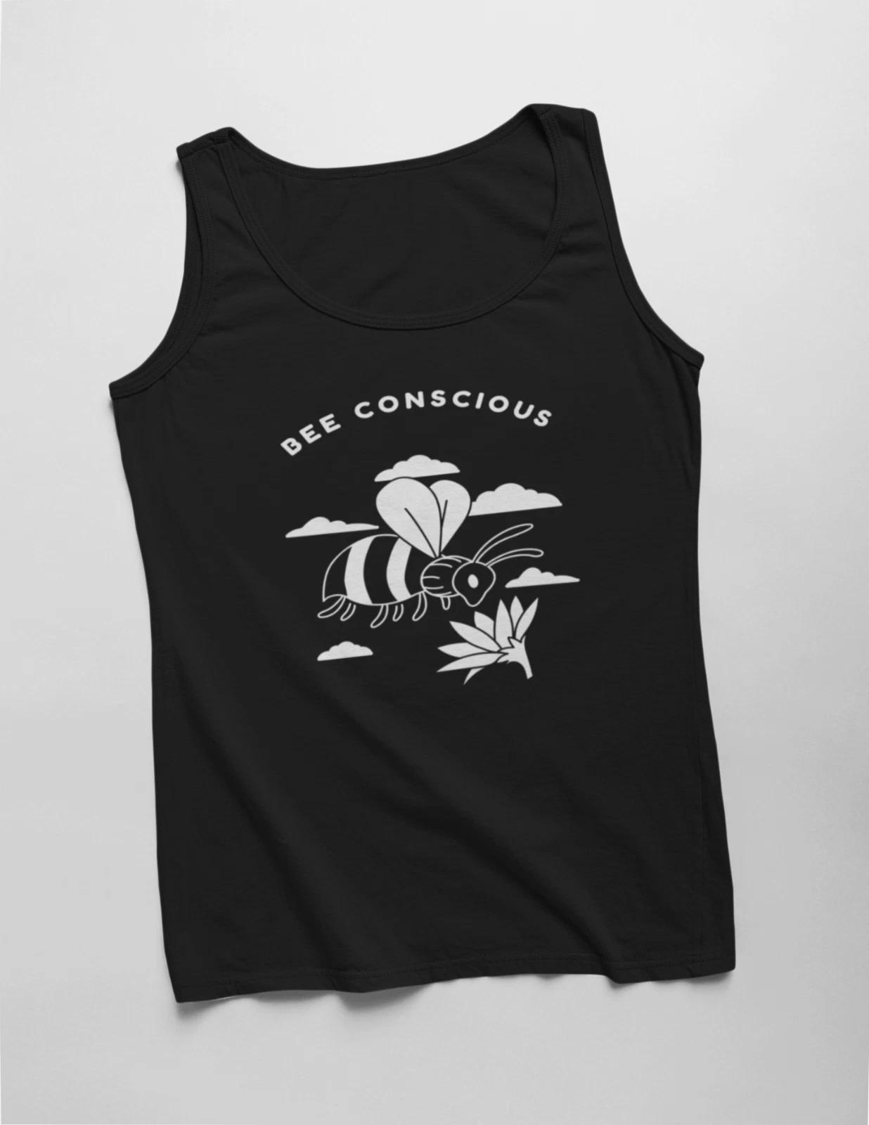 Mens Tank Top Bee Conscious T Shirt Nature Lover Animals Funny Tee 2XL