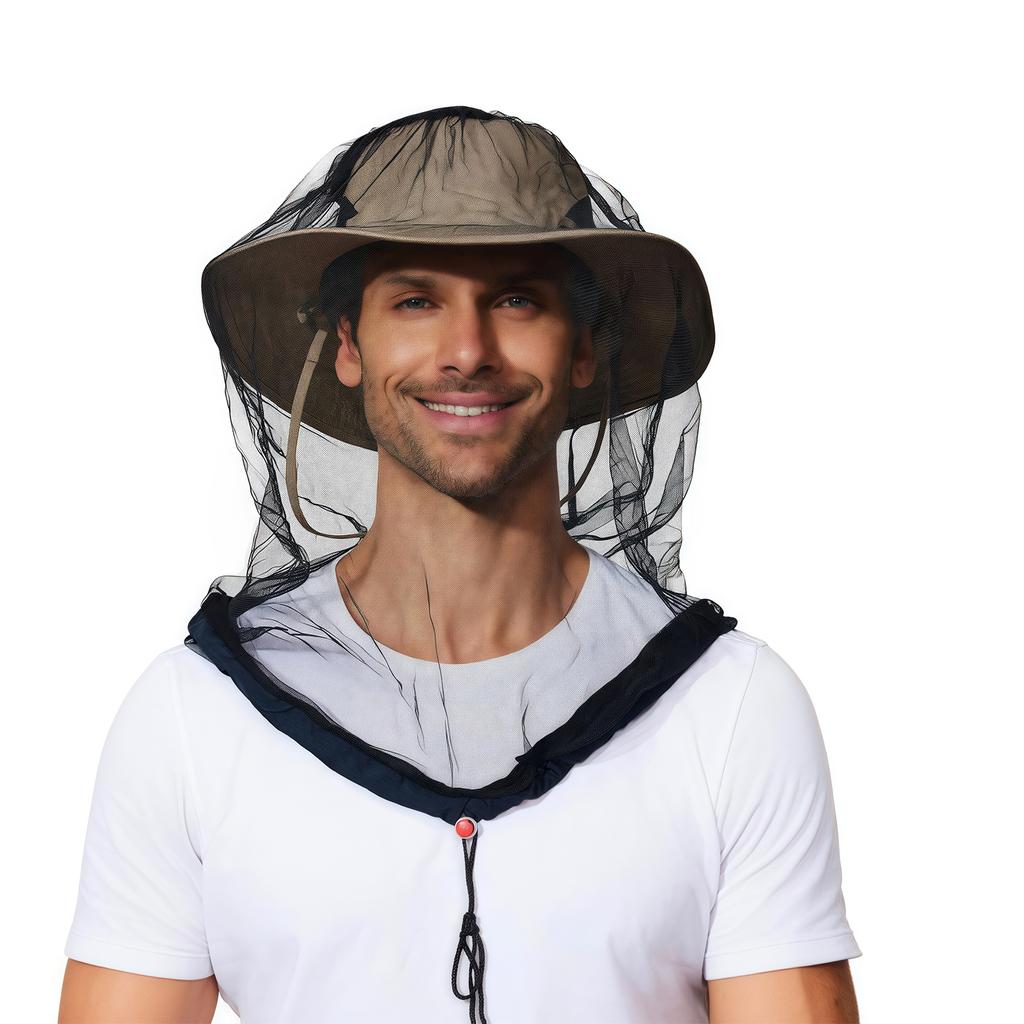 Mosquitoes Head Net Mesh for Camping Hiking Gardening Outdoor Fishing Face Mask Hood Netting Over Hat Insect Shield