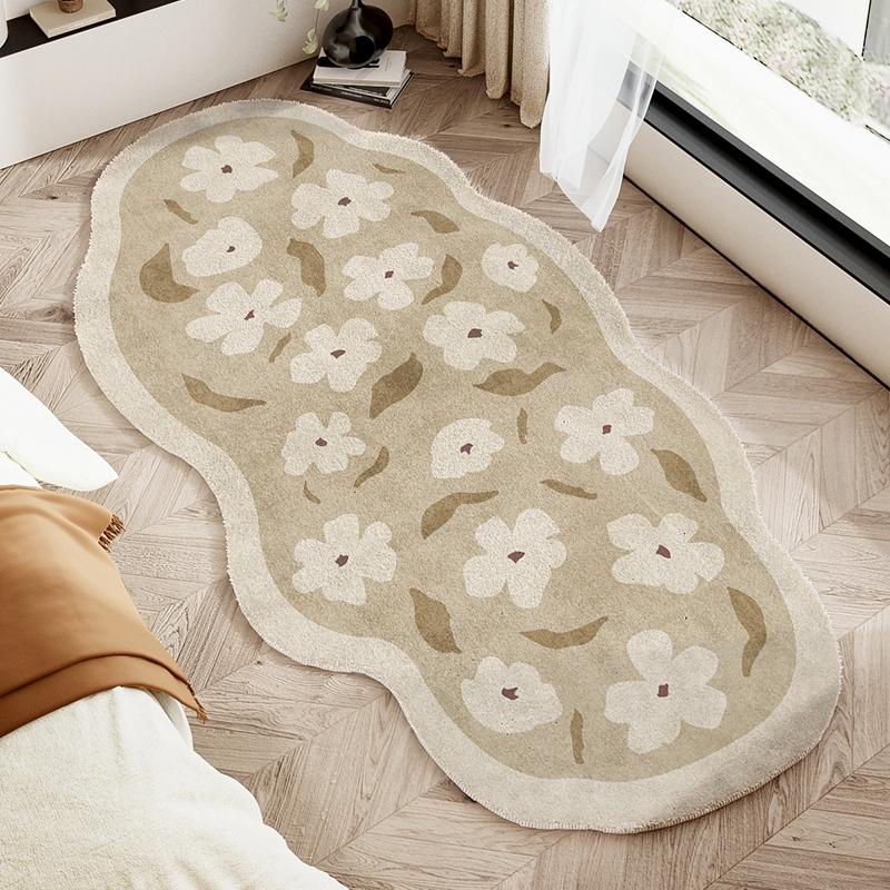 Cream Style Carpets for Living Room Irregular Shapes Bedroom Decor Carpet Thicken Plush Bedside Floor Mat Fluffy Soft Lounge Rug
