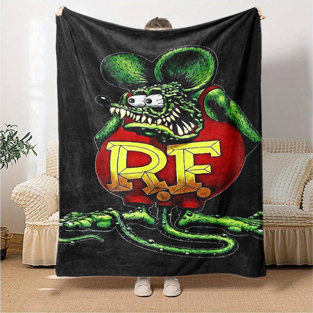 1pc Rat Fink Throw Blanket Soft Flannel, Cozy All Season Polyester Perfect for Home, Office