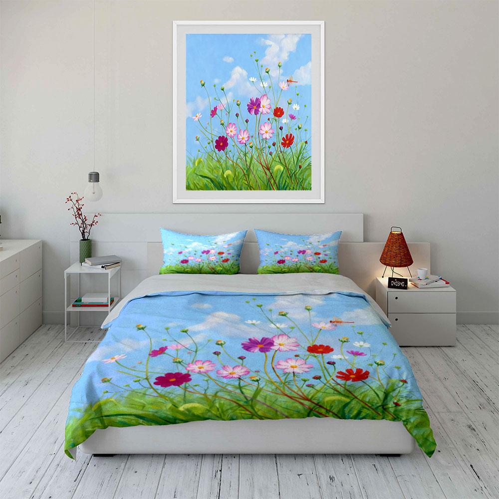 Floral Art Set For Home Decor Soft Comfortable Duvet Cover Bedding Set Included 1*Duvet Cover & 2*Pillowcases, Gift