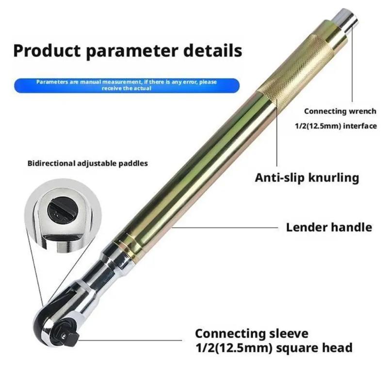 Motorized Rotating Ratchet Extended Wrench Hand Tool With Additional Grip For Simple Bolt Removal In Difficult Locations