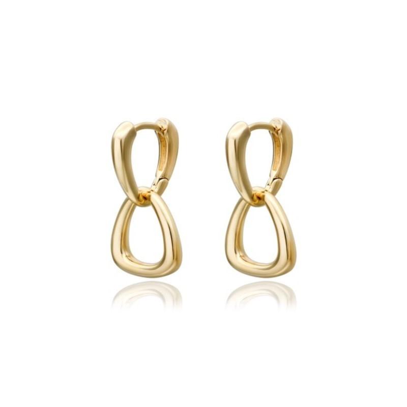 ANENJERY Metal Geometric Hoop Earring for Women Minimalist Small Circle Huggies Ear Buckle Fashion Jewelry Girls Gifts