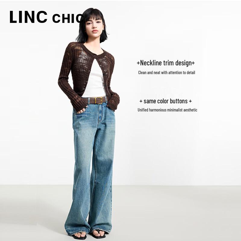 JINYUJIE Women's Round Neck Knit Cardigan