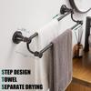 Hoimpro Adjustable Retractable 15-27 Inches Stainless Steel Bathroom Towel Bar, Bathroom Accessories Bath Hotel Double Towel Bar Rod Hanger Wall