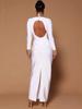 Luxury Beaded Round Neck Backless Bandage Dress - Slim Fit Bodycon Long Dress for Women