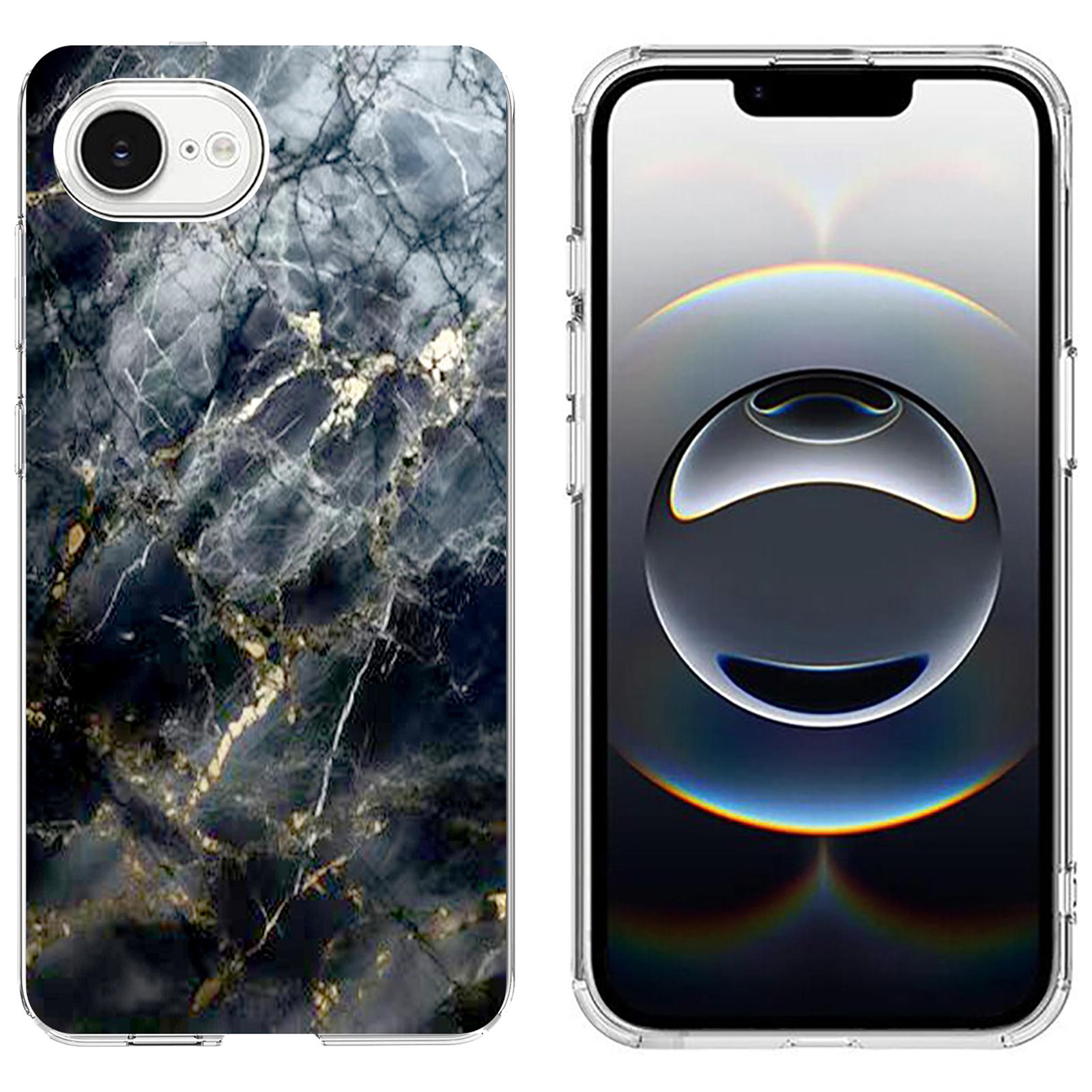 

For iPhone 16e Case Marble Pattern Printing Soft TPU Phone Cover Black