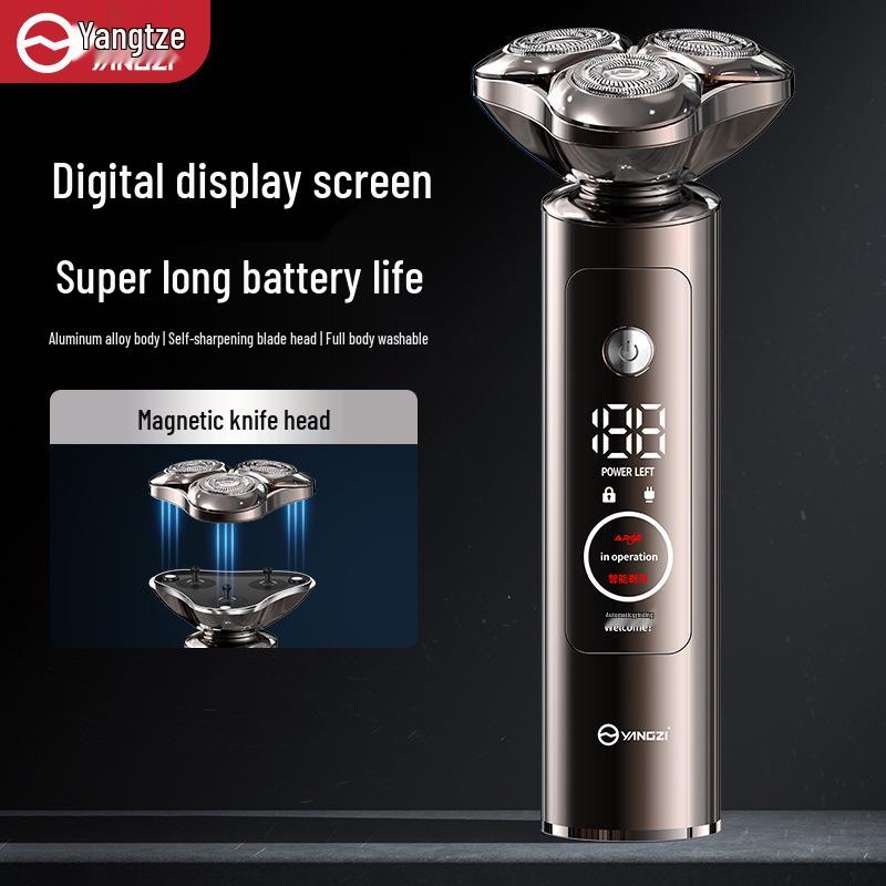 

Yangzi Men s Electric Shaver: Three-Blade, Water Washable, Magnetic Suction Head, Smart Anti-Pinch Razor.