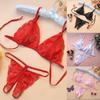 Sexy Women Sheer Lace Bandage Bra Open Crotch G-String Erotic Underwear Set