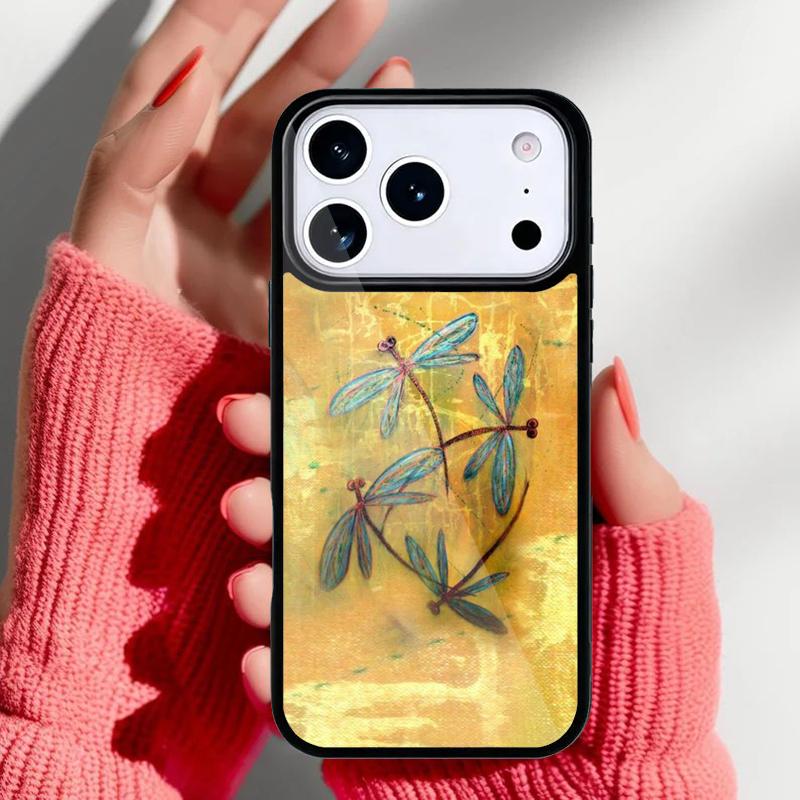 Dragonfly Insect Pattern Phone Case for iPhone 17 16 15 14 13 Pro Max Back Cover for 12 11 Pro Coque