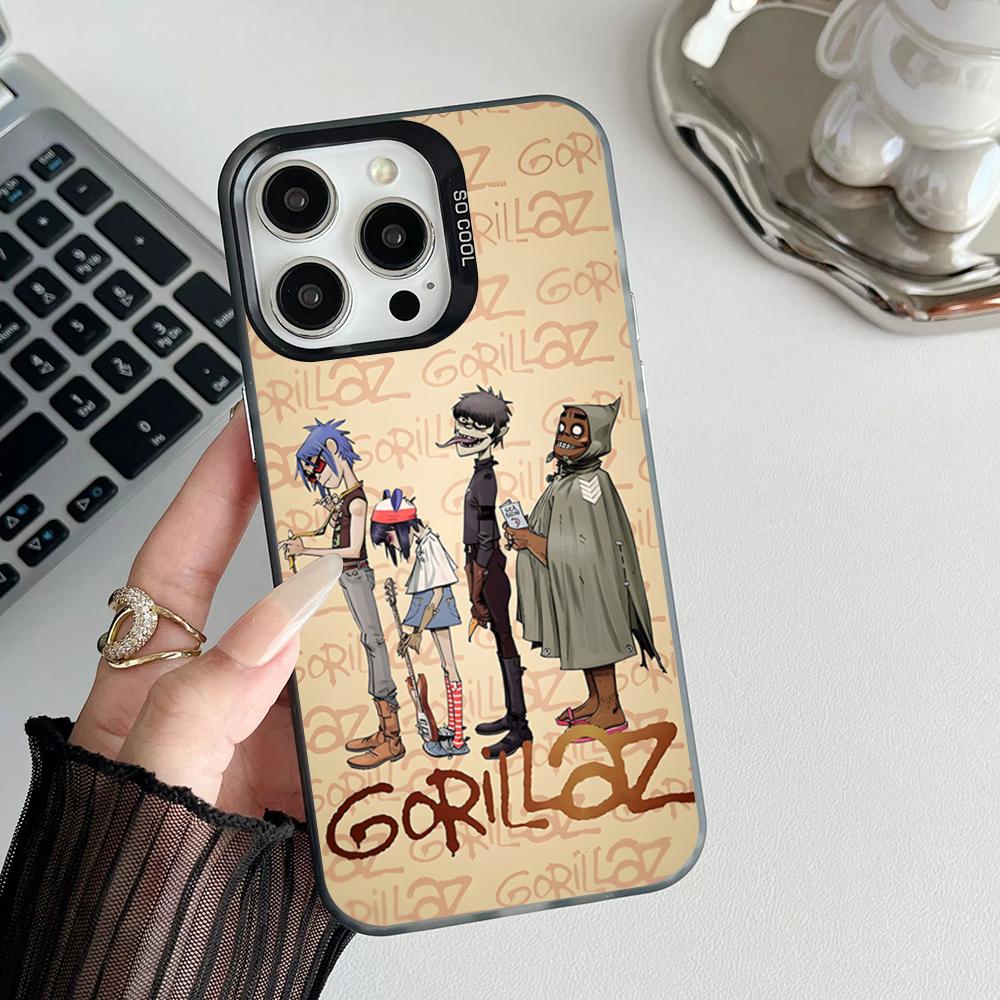

Gorillaz Cartoon Phone Case Matte Colored Silver For Iphone 17 16 15 14 Pro 13 12 Air Plus 11 7 8 Max Luxury Cover iPhone17