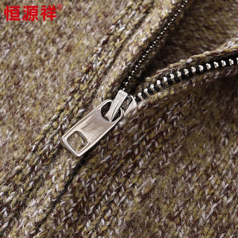 Hengyuanxiang Herren 100% Wolle Grobstrick Cardigan