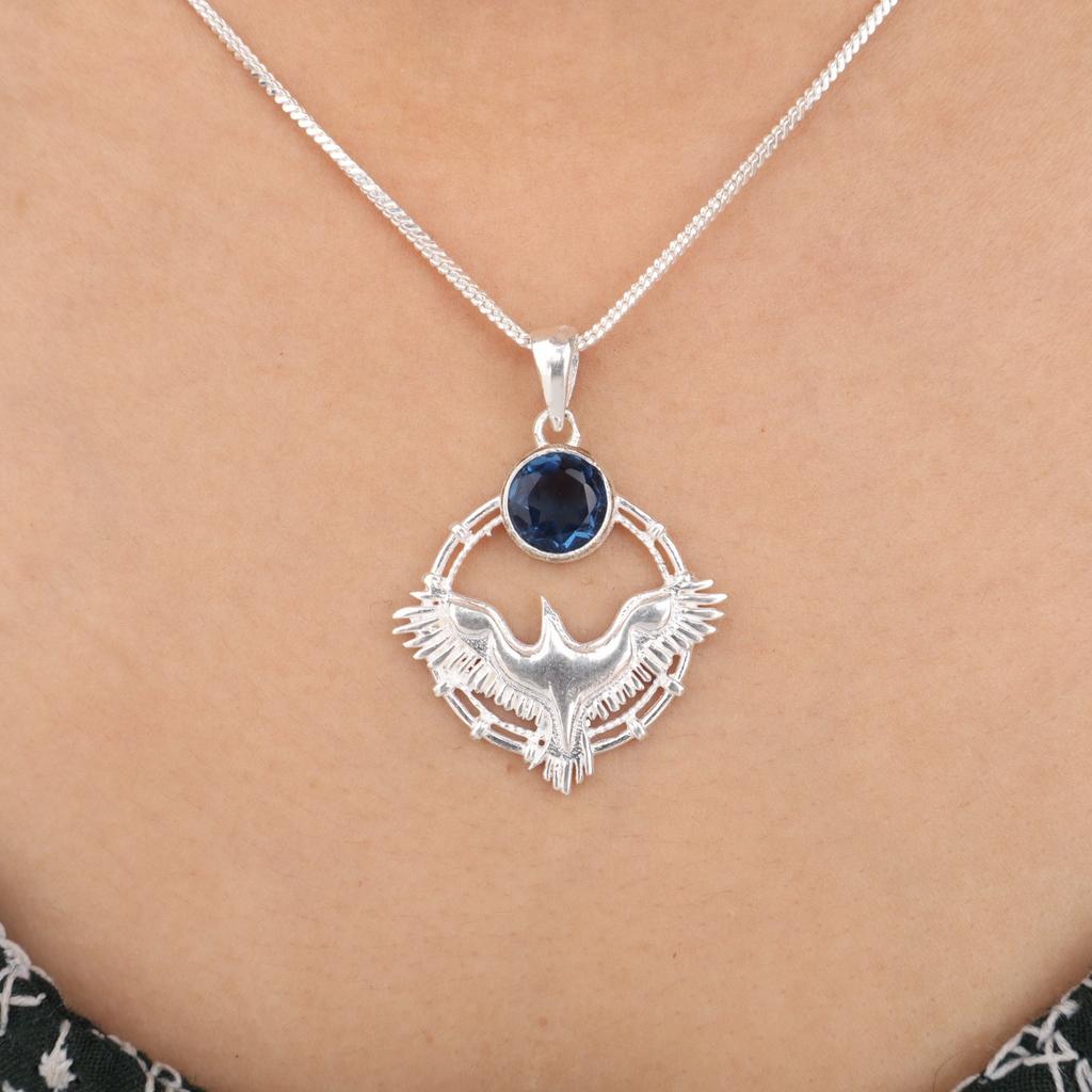 London Blue Topaz Gemstone 925 Sterling Silver Jewelry Pendant1.43"  For Wedding CP-38-16