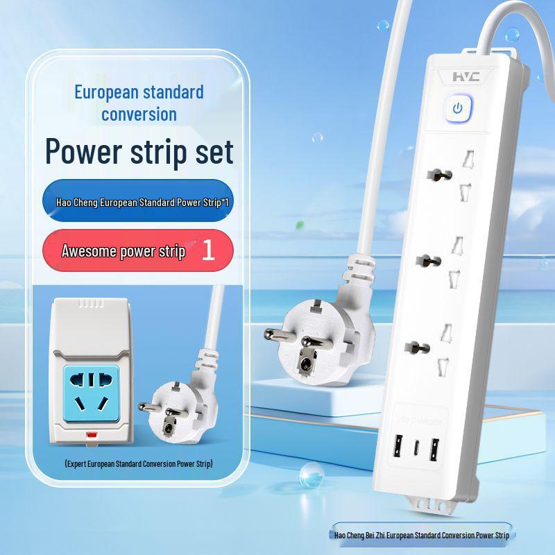 European Standard German Power Strip Extension Cord Adapter for Cross-Border Use